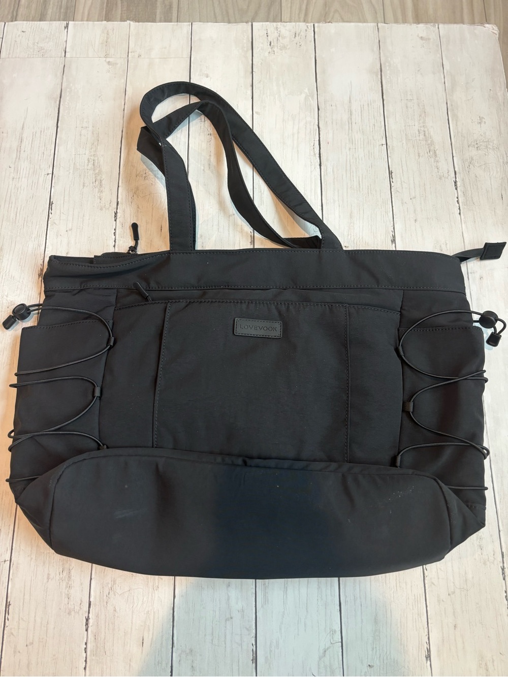 Lovevook Black Women's Travel Tote with Elastic Side Bungee